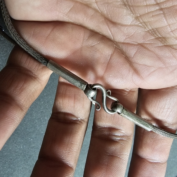 Vintage Sterling Silver Dipped Natural Conch Shell Necklace Ornate Pattern on a - Picture 7 of 8